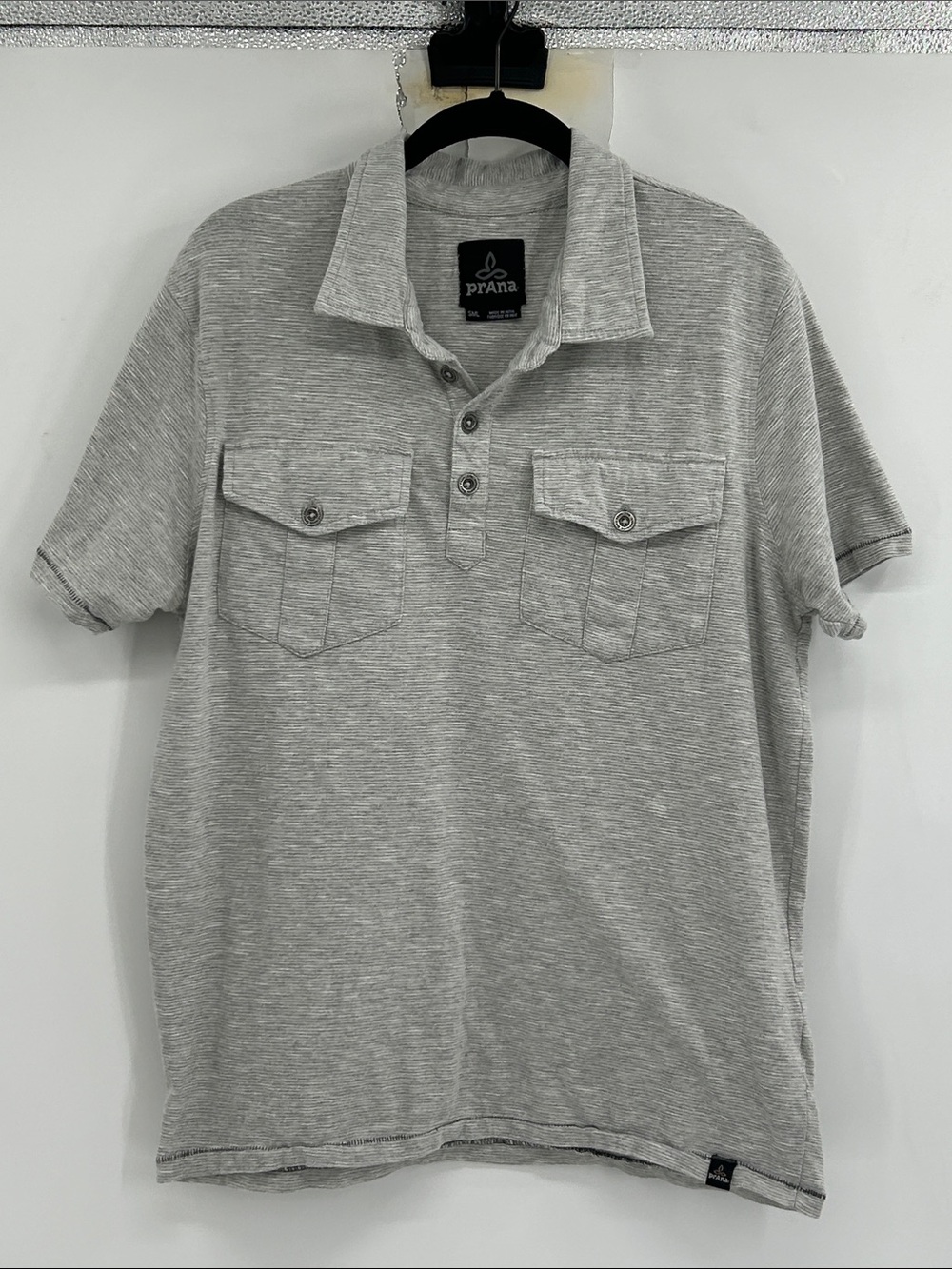 Prana Striped Polo Shirt Short Sleeve Size Small